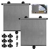 Kit 2 Janela Lateral De Sol Para Carro- Cortinas De Veículo De Rolo Retrátil Sombra De Proteção Solar Para Janela Lateral De Caminhão SUV- Bloqueia O Brilho E O Calor Nocivos Do Sol- 45X50cm