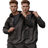 Kit 2 Jaqueta Corta Vento Masculina Tactel Forro Capuz Sport