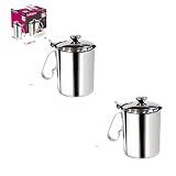 Kit 2 Jarra Para Água Suco Leite Inox Leiteira Com Tampa 750ml