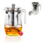 Kit 2 Jarras Chaleira Bule Vidro Com Infusor Chá Inox 900ml