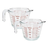 Kit 2 Jarras Medidora 500ml Copo Medidas Em Vidro Temperado