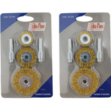 Kit 2 Jogo Escova De Aço Circular Haste 1 4 Para Furadeira