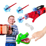 Kit 2 Jogos Crocodilo Morde Dedo Luva Spider Lança Teias