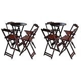KIT 2 JOGOS DE MESA BISTRÔ DE MADEIRA COM 4 CADEIRAS DOBRAVEL IDEAL PARA BAR E RESTAURANTE IMBUIA