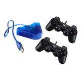 Kit 2 Joystick Compatível C/ Ps-2 C/ Conversor P/ Pc Usb