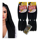 Kit 2 Jumbos Para Tranças Box Braids 20 Anéis Reguláveis Cor 1 Preto