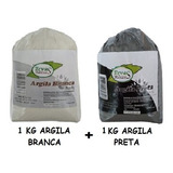 Kit 2 Kg Argila Pó 100 natural 2 Cores 1kg Preta 1 Kg Branca