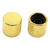 Kit 2 Knobs Preto Dourado Cromado P Guitarra Baixo