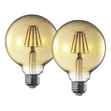 Kit 2 Lâmpada Filamento Led G95 Retrô Vintage Âmbar Bivolt