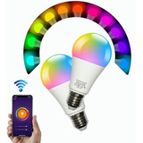 Kit 2 Lâmpada Smart Bulbo Led Wi fi Inteligente Rgb C ritmo