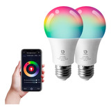 Kit 2 Lâmpada Wifi Smart Color Bulb Led 15w Rgb