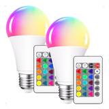 Kit 2 Lâmpadas Led Bulbo Rgb 12w Colorida Bivolt C Controle Luz 2 Lâmpada Led Bulbo 12w Rgb Colorida Bivolt Controle Remoto 110v 220v