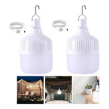 Kit 2 Lampião Luz Camping Led Recarregável Barraca Pesca 40w