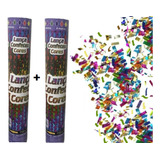 Kit 2 Lança Confete Metalizado Festa Estouro Colorido