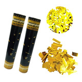 Kit 2 Lança Confete Metalizado Festa Estouro Dourado