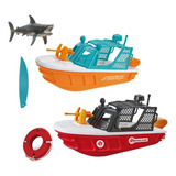 Kit 2 Lancha Brinquedo Barco Infantil Flutua Azul E Vermelho