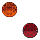 Kit 2 Lanterna Traseira Red Freio Pisca Onibus 96mm Led 24v