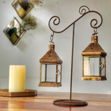 Kit 2 Lanternas Marroquinas Decorativas Porta Vela Suporte