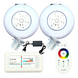 Kit 2 Leds Piscina De Fibra 140mm 18w Rgb Módulo Fonte