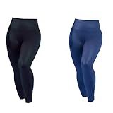 Kit 2 Legging Cirre Cintura Alta Brilho Molhado Imita Couro Lycra (preto-azul, Gg)