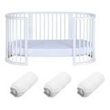 Kit 2 Lençóis De Elástico Branco Berço Crescer Fase 2 Oval