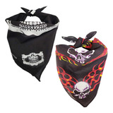 Kit 2 Lencos Bandana Caveira Estampado Moda Rock