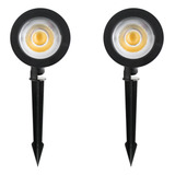 Kit 2 Luminaria Espeto 7w Jardim Branco Quente 3000k Chão