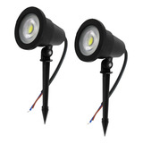 Kit 2 Luminária Espeto Jardim Com Lâmpada Cob Led 7w Amarela Carcaça Preto Luz Branco quente 110v 220v bivolt 