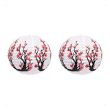 Kit 2 Luminária Japonesa Papel 40 Cm Branca Sakura Vermelha