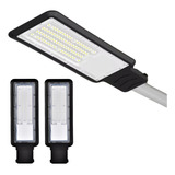 Kit 2 Luminária Led Para Poste 100w Iluminação Publica Smd Carcaça Preto Luz Branco frio Bivolt