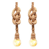 Kit 2 Luminária Pendente Design Rustico Retrô Corda Sisal