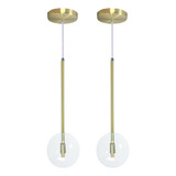 Kit 2 Luminária Pendente Lux Dourado Moderno Led 110v 220v