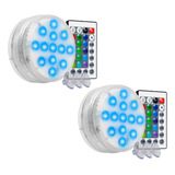 Kit 2 Luminária Piscina Leds Rgb Colorida Magnética Ventosa