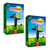 Kit 2 Luminária Spot Solar 12h Potente Jardim Verde Oversun