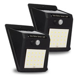 Kit 2 Luminárias Solar 48 Leds Arandela Sensor De Presença
