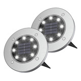 Kit 2 Luminárias Solar Spot Jardim 8 Leds Espeto Grama