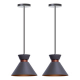 Kit 2 Lustres Pendentes Interno Mesa Jantar Balcão Dubai Cor Cinza Com Cobre 110v 220v