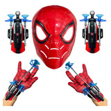 Kit 2 Luvas Homem Aranha Lança Teia Spider Man Com Mascara