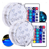 Kit 2 Luz Led Piscina Colorida Aquário Controle Remoto Pilha