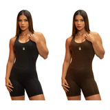 Kit 2 Macacão Curto Fitness Feminino Academia Trançado