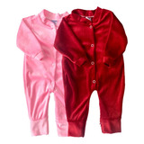 Kit 2 Macacão De Plush De Bebê Inverno Menina Menino Unissex