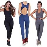 Kit 2 Macacão Longo Suplex Fitness Academia Feminino Cor Preto Tamanho GG