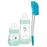 Kit 2 Mamadeiras Mam Easy Start Starter Set Anticólica 130ml E 260ml Escova Para Lavar Mamadeira Com Limpador De Bico Buba Azul 