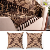 Kit 2 Mantas Sofá 2 20m X 1 40m 4 Capas Jacquard Medalhão Cor 18 Marrom E Bege