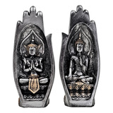 Kit 2 Mãos Namastê Imagem Buda Hindu Enfeite Resina Especial