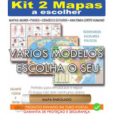 Kit 2 Mapas Mundi Brasil Pais