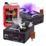 Kit 2 Maquina De Fumaça 2000w 220v Canhão 24 Led Rgb 6 Canais Dmx Controle Remoto Com E Sem Fio Alcance Fumaça 4 Metros Tanque 3 5l Vertical Ou Horizontal Show Evento Palco Fluído Líquido 5l De Brinde