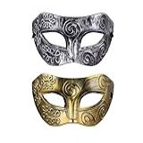Kit 2 Máscaras Gladiador Baile Festas Carnaval 50 Tons Cor Dourado E Prateado