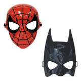 Kit 2 Máscaras Plástico Vingadores Homem Aranha Batman Cor Vermelho preto