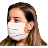 Kit 2 Máscaras Reutilizável Dupla Face Nariz Boca Proteção Cor Rosa branco